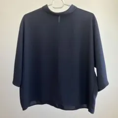 ユニクロ　UNIQLO ドレープブラウス　七分袖　ネイビー　レディース　Sサイズ