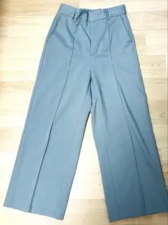 カラーストレートパンツ　裏起毛　GU グリーン