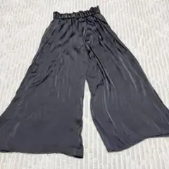 【a4511】NOBLE 美品 未使用級 異素材ガウチョパンツ ブラック M