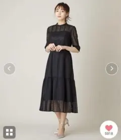 AIMER マーメイドラインストライプレースドレス　パーティドレス