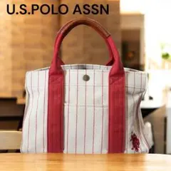 U.S. POLO ASSN ストライプトートバッグ　レッド