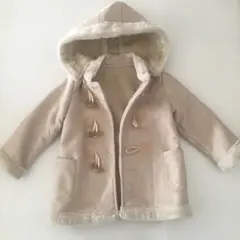 ★コムサフォセット　ムートン　ベージュ フード付き フェイクファーコート★