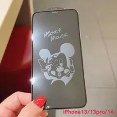浮き出るガラスフィルム iphone13.13pro.14 ミッキー