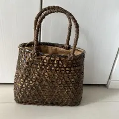 天然素材　編みバッグ　内袋付き