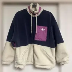 adidas アディダスフリースジャケット ネイビー/クリーム/パープルMサイズ