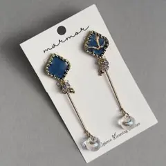 No.1511 1点のみ　ブルー　ロング　イヤリング　18kgp 個性的
