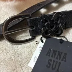 未使用タグ付♡ アナスイ　バタフライ　ベルト　レザー　牛革　蝶々バックル　黒のサムネイル