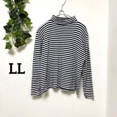 ボーダー柄 ストライプ柄 長袖カットソー ホワイト/ブルー春コーデ シンプルLL