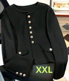 完売! Franclia XXL黒 ノーカラージャケット 金ボタン