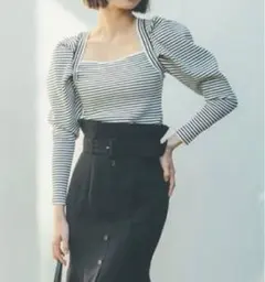 スナイデル完売スタイルアップ雑誌連載ニットボーダー白黒