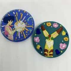 ジブリ　ハウル　風の谷のナウシカ　テト　缶バッジ　刺繍ブローチ