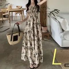 花柄キャミソールロングワンピース　L