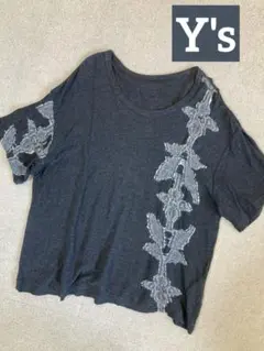 Y's ワイズ ヨウジヤマモト　刺繍半袖カットソー　Tシャツ　ゆったり　グレーのサムネイル