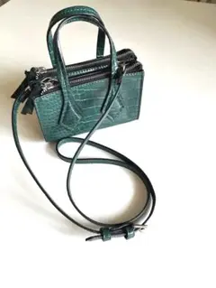 ZARAダークグリーン クロコダイルパターン ミニハンドバッグショルダー
