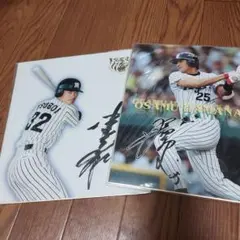 ★平成★　阪神タイガース 浜中治 坪井智哉 選手 フォトサイン色紙 2枚セット