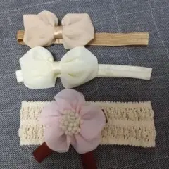 ベビー用リボンと花のヘアバンドセット