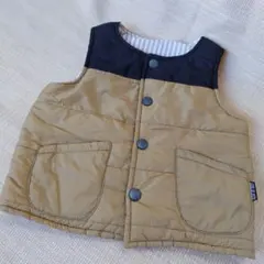 中綿ベスト　ベビー幼児用　80cm　ベージュ　黒
