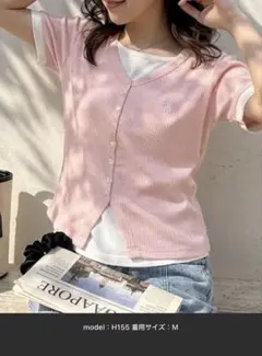 U.S. POLO ASSN. リブ半袖カットソー ピンクのサムネイル