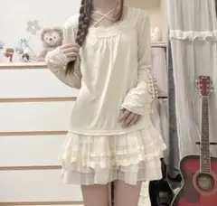 fairy grungeスカート風　レイヤードサルエルパンツ　フェアリーグランジ fairy grungeスカート風 レイヤードサルエルパンツ フェアリー