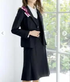 アルファピア 事務服 ストライプ×ネイビー　11号13号 ウォッシャブル