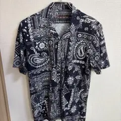 CIRCOLO ネイビー ペイズリー柄 半袖シャツ