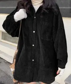 コーデュロイオーバーサイズシャツ ブラック