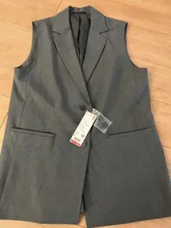 タグ付き　UNIQLO ロングジレ セットアップ可能 グレー　L