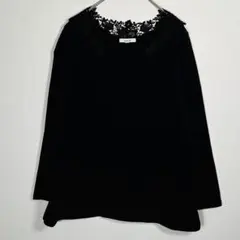 スタジオクリップ　長袖Tシャツ　Ｌサイズ　レース付きカットソー　黒