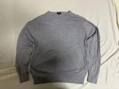 ユニクロ グレー 薄手クルーネックセーター L コットンウール