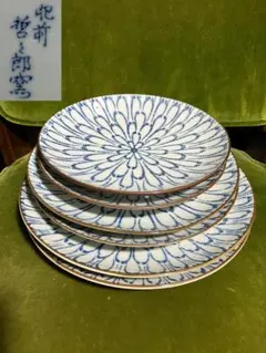 有田焼 肥前 哲三郎窯 三ツ組皿 大中小で1セット×2 計6枚セット 昭和レトロのサムネイル