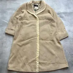 アンゴラ混 ロングコート ショールカラー ベージュ レディース Aライン