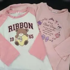 110cm 女の子 長袖カットソー 2点セット ピンク系