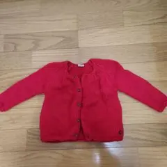 PETIT BATEAU レッド 厚手カーディガン 81cm