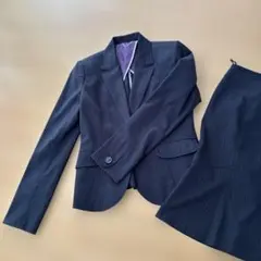 美品！ダークネイビー ストライプ スカートスーツ