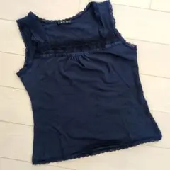 C.D.S BASIC ネイビー レース タンクトップ ノースリーブのサムネイル