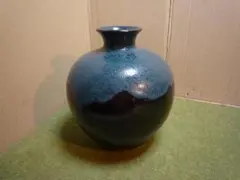 青黒グラデーション陶器花瓶 未使用 (№36箱.）