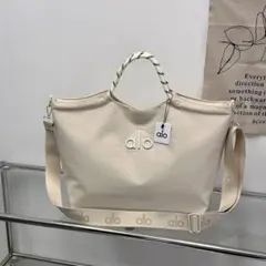 Alo yoga シルバー トートバッグ 軽量 ジム ヨガ 旅行 エコバッグ
