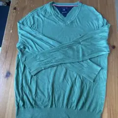 TOMMY HILFIGER グリーン Vネックセーター Lサイズ