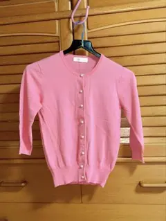 カーディガン サーモンピンク