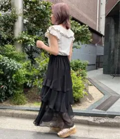 MAJESTIC LEGON エアリーティアードスカート 難ありジャンク品