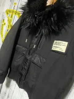 極限定 DIESEL N-2B ファーダウン フライトジャケット 短丈 肉厚 黒