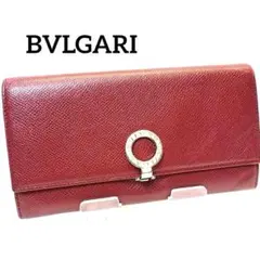 【美品】ブルガリ 長財布 サークルロゴ金具 レザー レディース レッド ピンクのサムネイル