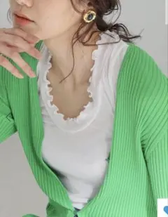IENA【SEAMLESS BASIC.】Flounce フリルタンクトップ白