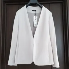 ✶新品タグ付✶ PLST ノーカラージャケット　春夏　グレージュ　カラーレス