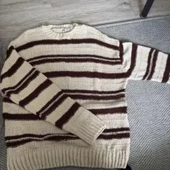 マ*ン様 ZARA ニットセーター L ベージュと茶色のストライプ