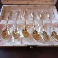 最高級サクラ洋食器 ゴールド ティースプーン 6本セット 昭和レトロ