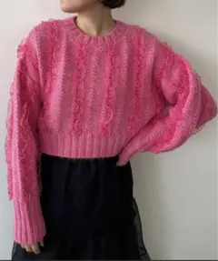 LOWRYS FARM レースフリルニット