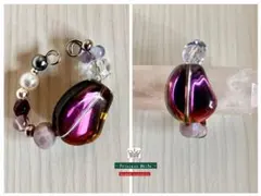 パープルビーンズのガラスカフ サージカルステンレス ぷっくり 綺麗