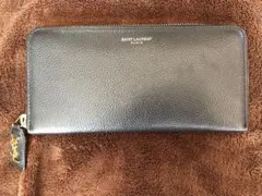 イヴ・サンローラン　パリ　ysl 長財布　レザー　ブラック　革　ラウンドジップ