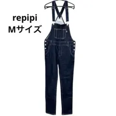 レピピ　オーバーオール　サロペット　Mサイズ　ストレッチ　裏起毛　インディゴ